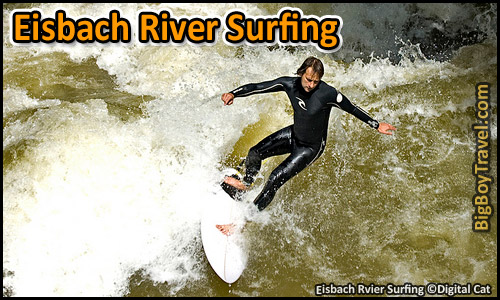 Free English Garden Walking Tour Map Munich Park - Eisbach River Surfing