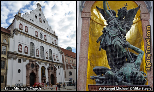 Free Munich Walking Tour Map Old Town - Saint Michael's Church Michaelskirche Angle Statue