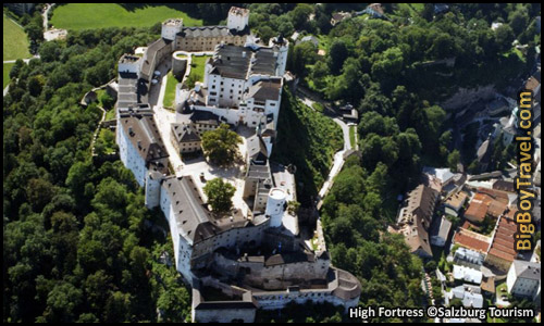 Free Salzburg Walking Tour Map - Hohensalzburg High Fortress Castle From Air