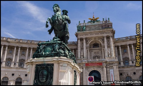 Free Vienna Walking Tour Map Old Town Austria - Hero's Square Heldenplatz Prince Eugene of Savoy Hourse Statue