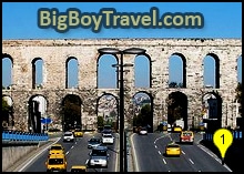 istanbul golden horn walking tour map, valens aqueduct
