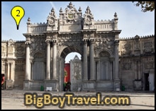 istanbule new town walking tour map, dolmabahce palace gate