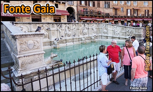 Free Siena Walking Tour Map self guided- Piazza del Campo Fonte Gaia fountain of joy