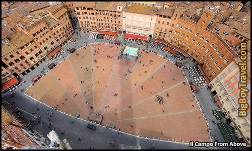 Free Siena Walking Tour Map self guided- Piazza del Campo il main square from above