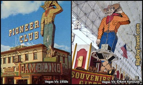Free Downtown Las Vegas Walking Tour Map Fremont Street vintage neon signs vegas vic Cowboy pioneer