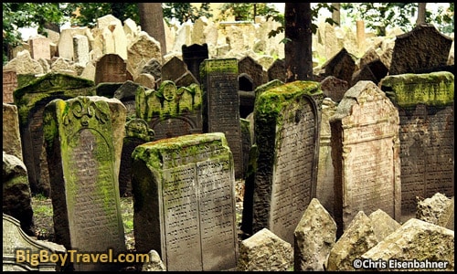 Free Prague Jewish Quarter Walking Tour Map Kosher Josefov - old Jewish cemetery Grave headstones