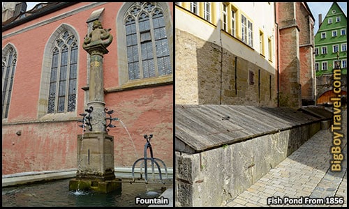 Free Rothenburg City Wall Walking Tour Map Turmweg Guide Medieval Town Walls - Saint John's Church Fountain Fish Pond Johaniss