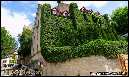 Free Rothenburg Walking Tour Map Old Town Guide Medieval City Center - IHerring Washing Street Heringsbronnengasschen Ivy Vine Covered Mansion