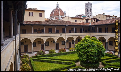 Free Florence walking tour map city center do it yourself guided - Basilica of San Lorenzo Church Medicean Laurentian Library Cloister Courtyard