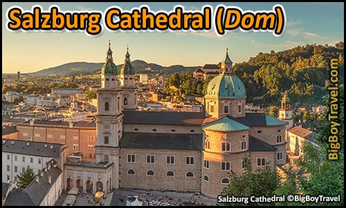 Free Salzburg Walking Tour Map Old Town do it yourself guided Altstadt - Salzburg Cathedral Dom Square Largest Church