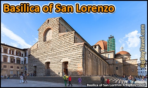 Free Florence walking tour map city center do it yourself guided - Basilica of San Lorenzo Church Facade Front