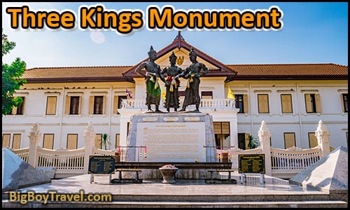 Free Chiang Mai Walking Tour Map Old Town Temples Wat Thailand - Three Kings Monument Statues Provincial Hall Anusawari Sam Kasat