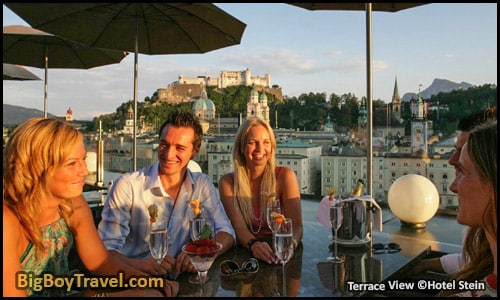 Top 10 Best Viewpoints in Salzburg Austria Most Beautiful Scenic City Views - Hotel Stein bar Rooftop Restaurant cafe