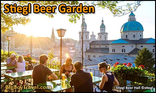 Top 10 Best Viewpoints in Salzburg Austria Most Beautiful Scenic City Views - Stieglkeller Beer Garden Outdoor terrace restaurant