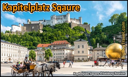 Top 10 Best Viewpoints in Salzburg Austria Most Beautiful Scenic Views - chatper square Kapitelplatz golden ball