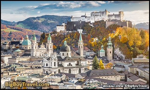 Top 10 Best Viewpoints in Salzburg Austria Most Beautiful Scenic City Views - Winkler terrace Monchsberg in fall