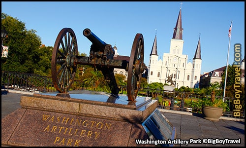 FREE New Orleans French Quarter Walking Tour Map self guided - Washington Artillery Park cannon