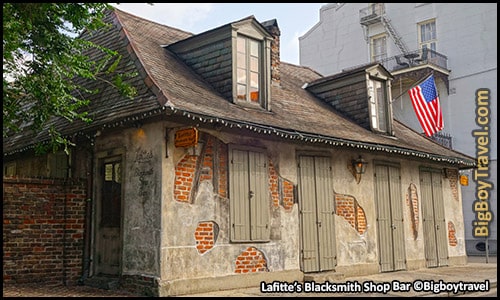 FREE New Orleans French Quarter Walking Tour Map self guided - pirate Lafittes Blacksmith Shop Bar oldest bar in america 941 Bourbon Street