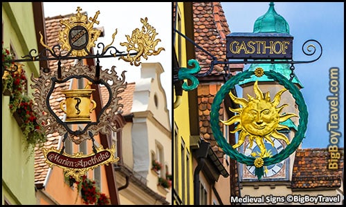 top ten hidden gems in rothenburg germany must see - wrought iron hanging medieval business signs