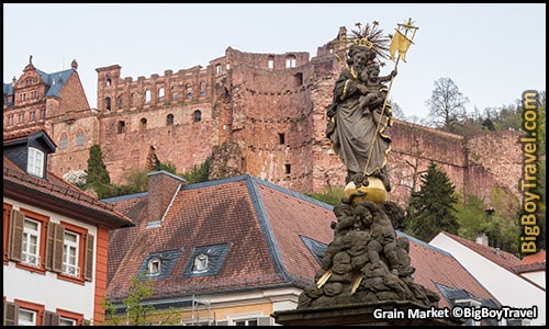 Free Old Town Heidelberg Walking Tour Map Germany - Grain Market Square Kornmarkt Maddona Virgin Mary Statue