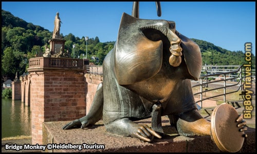 Free Old Town Heidelberg Walking Tour Map Germany - Heidelberg Bridge Monkey Statue