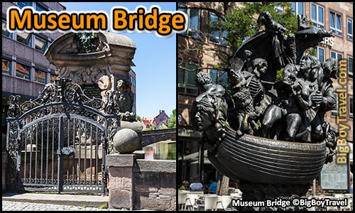 Free Old Town Nuremberg Walking Tour Map - Museum Bridge Narrenschiffbrunnen ship of fools fountain