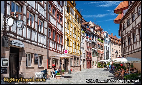 Free Old Town Nuremberg Walking Tour Map - White Tanners Lane Weissgerbergasse colorful homes
